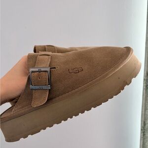 UGG Brown Suede Buckle Clogs